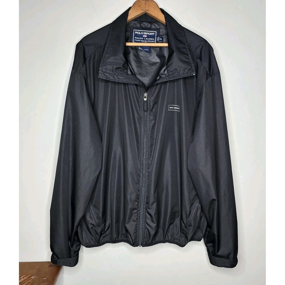 Polo Sport Ralph Lauren Mens XXL Windbreaker Jacket Black Full Zip Lightweight